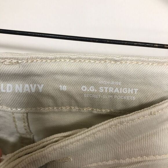 Old Navy OG Straight / Khaki Beige High Waist Stretch Denim Jeans NWT / Size 18 - Picture 5 of 8
